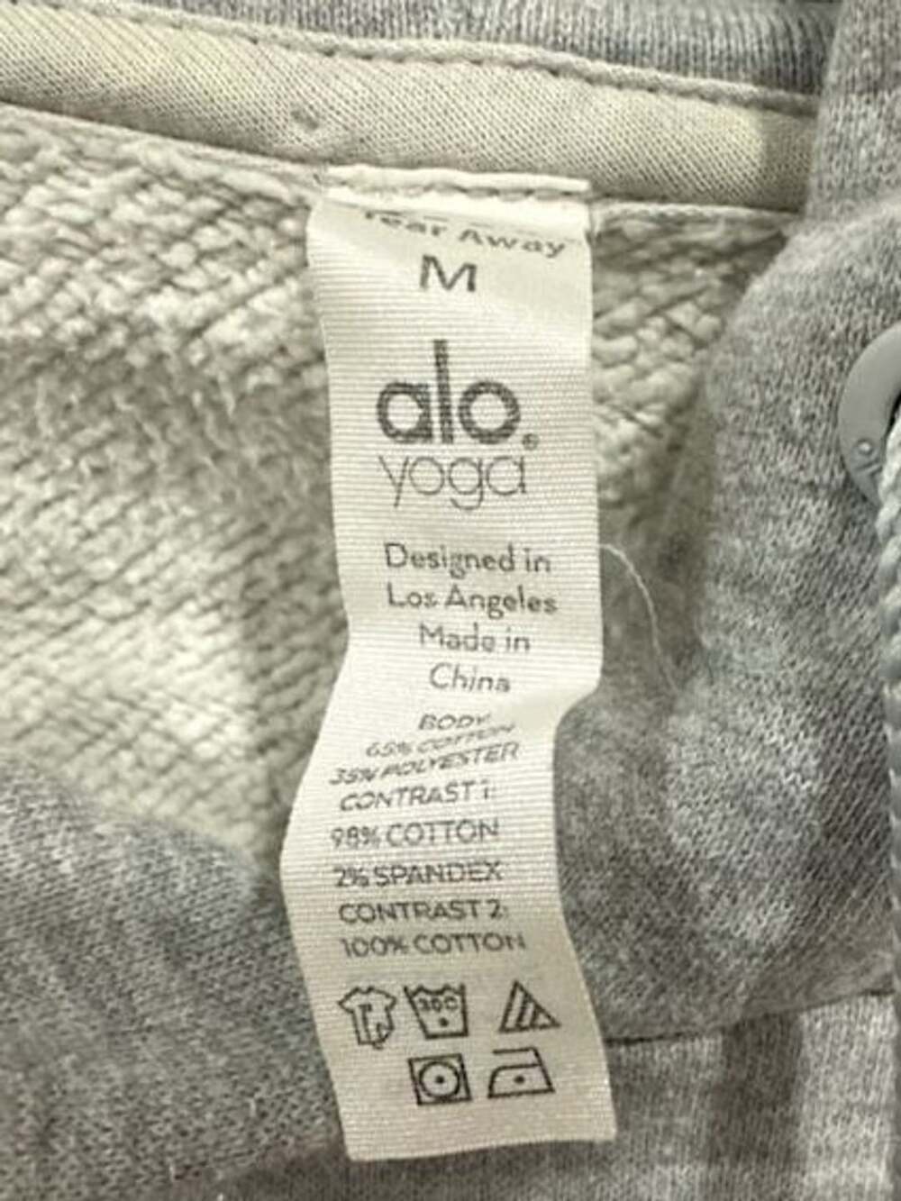 Alo Yoga Grey Cropped Hoodie Sweatshirt Size M - Picture 5 of 5